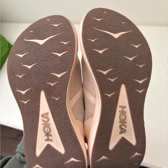 Hoka One One Pink and Tan Sneakers with Chunky Midsole - Picture 3 of 4